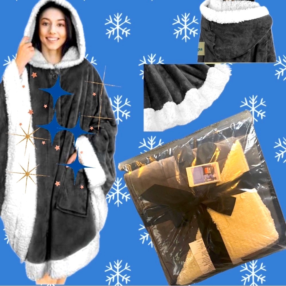 HOODED WEARABLE BLANKET
HIGH QUALITY SHERPA 
BRAND NEW IN UNWRAPPED BOX